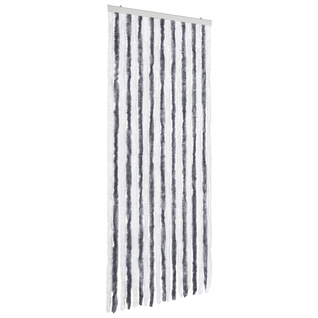 Insektenschutz-Vorhang Grau und Weiß 56x200 cm Chenille