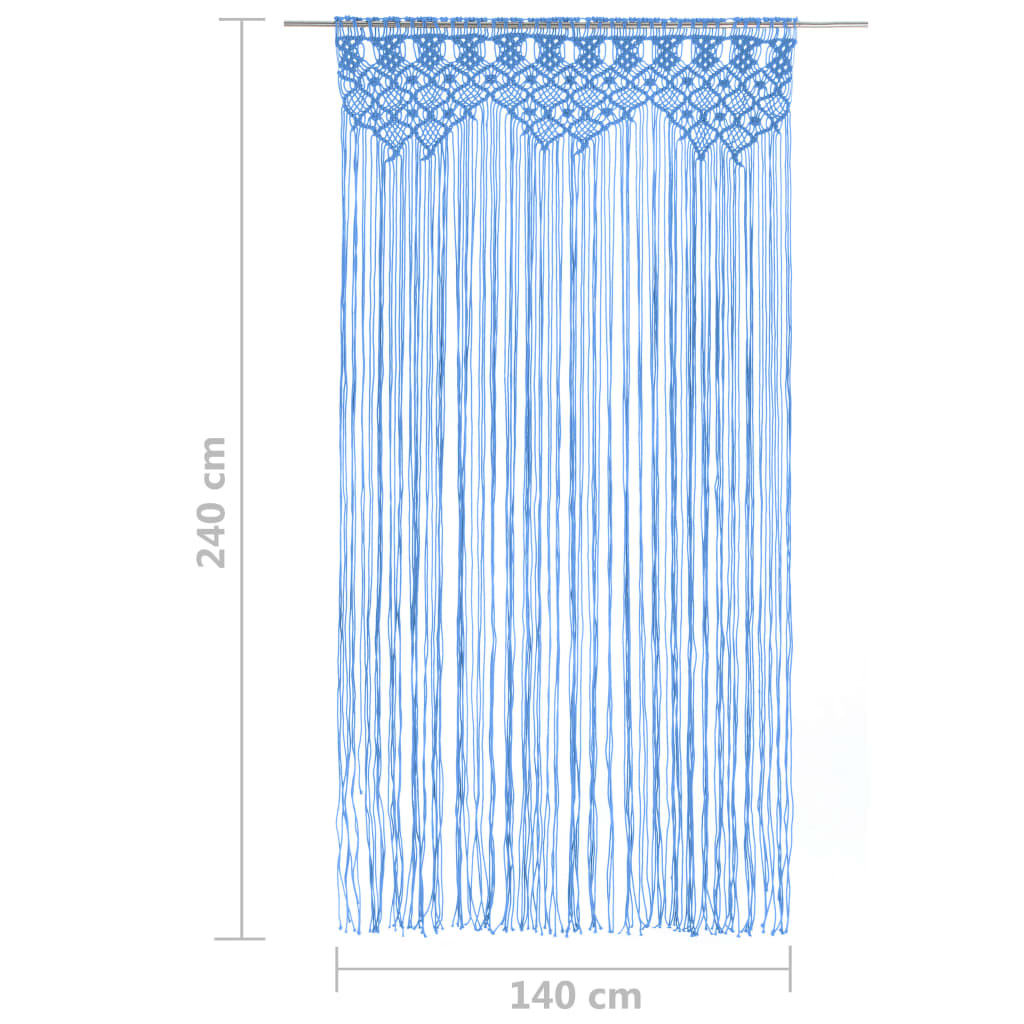 Makramee Vorhang Blau 140x240 cm Baumwolle