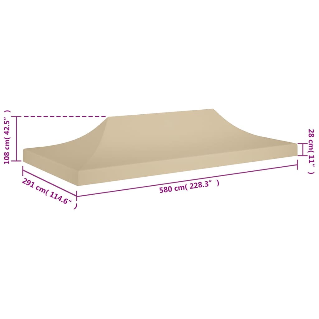 Partyzelt-Dach 6x3 m Beige 270 g/m²