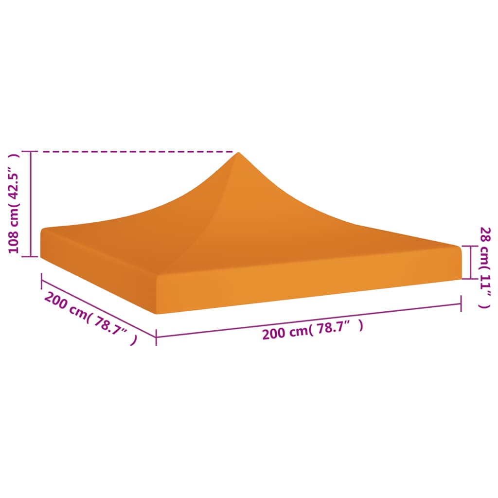 Partyzelt-Dach 2x2 m Orange 270 g/m²