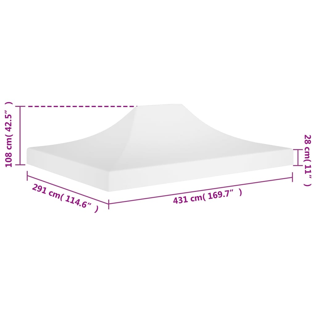 Partyzelt-Dach 4,5x3 m Weiß 270 g/m²