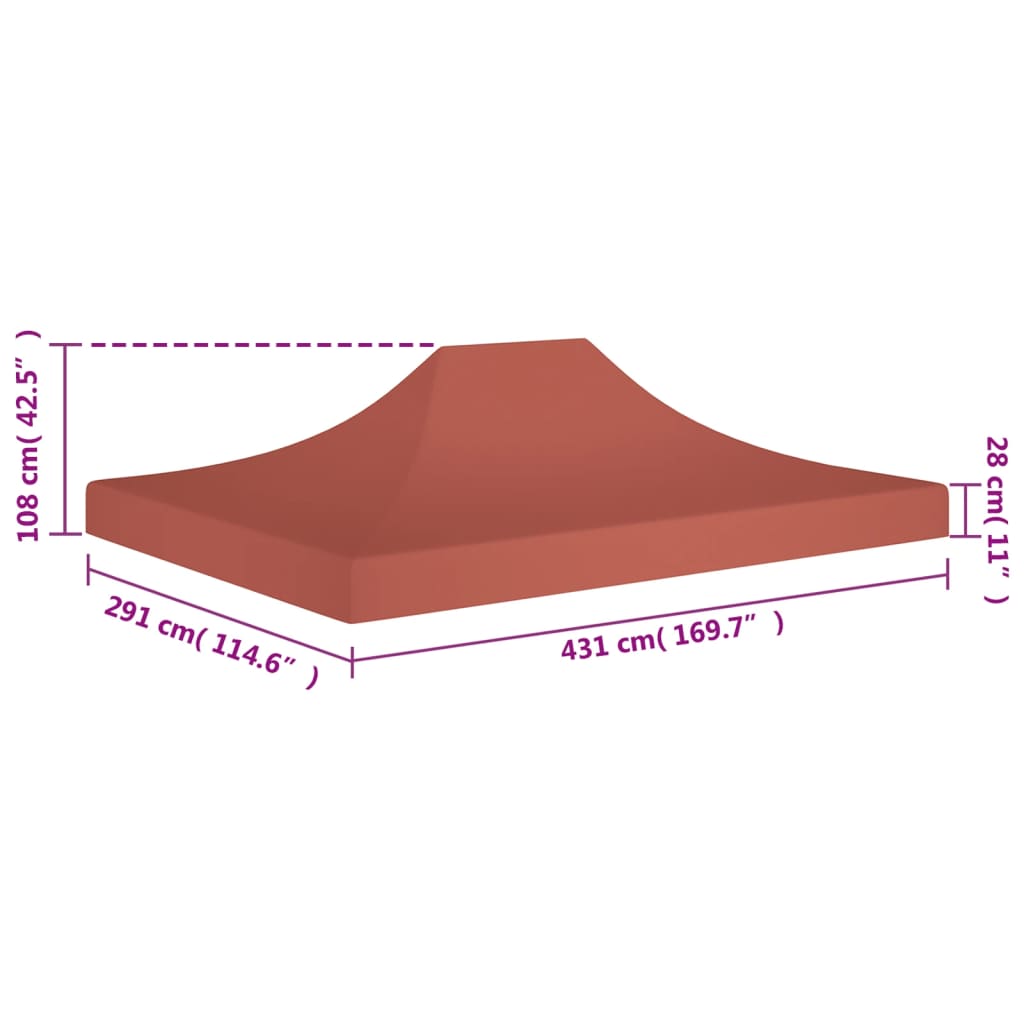 Partyzelt-Dach 4,5x3 m Terrakotta-Rot 270 g/m²