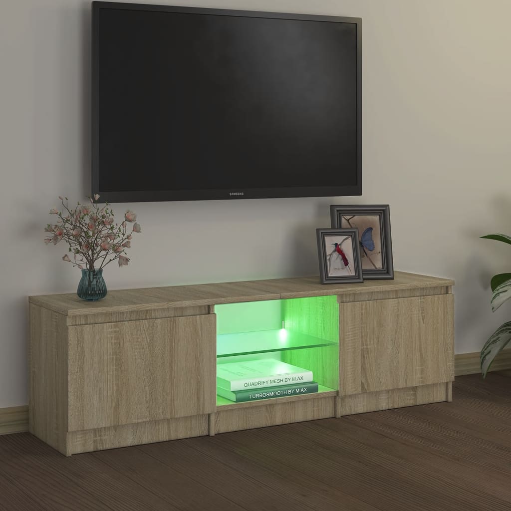 TV-Schrank mit LED-Leuchten Sonoma-Eiche 120x30x35,5 cm
