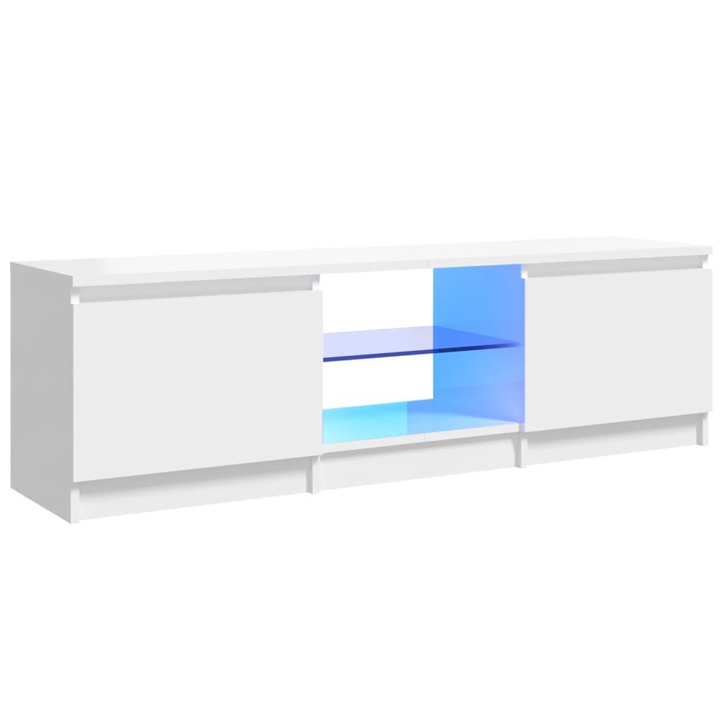 TV-Schrank mit LED-Leuchten Hochglanz-Weiß 120x30x35,5 cm