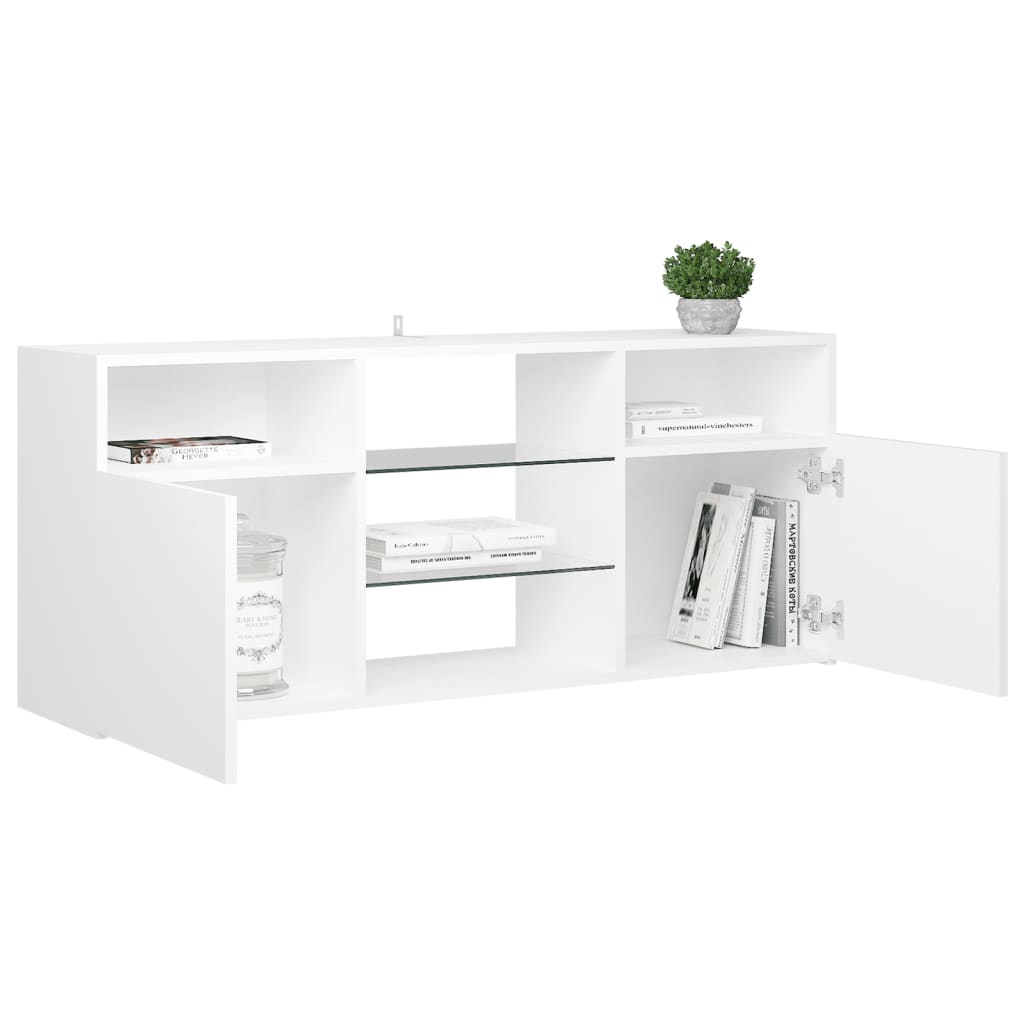 TV-Schrank mit LED-Leuchten Weiß 120x30x50 cm