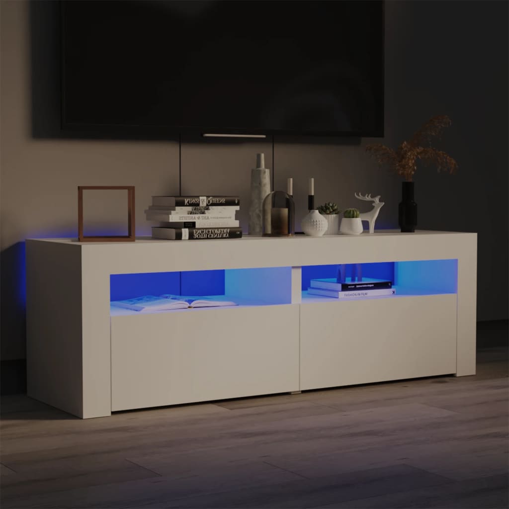 TV-Schrank mit LED-Leuchten Weiß 120x35x40 cm