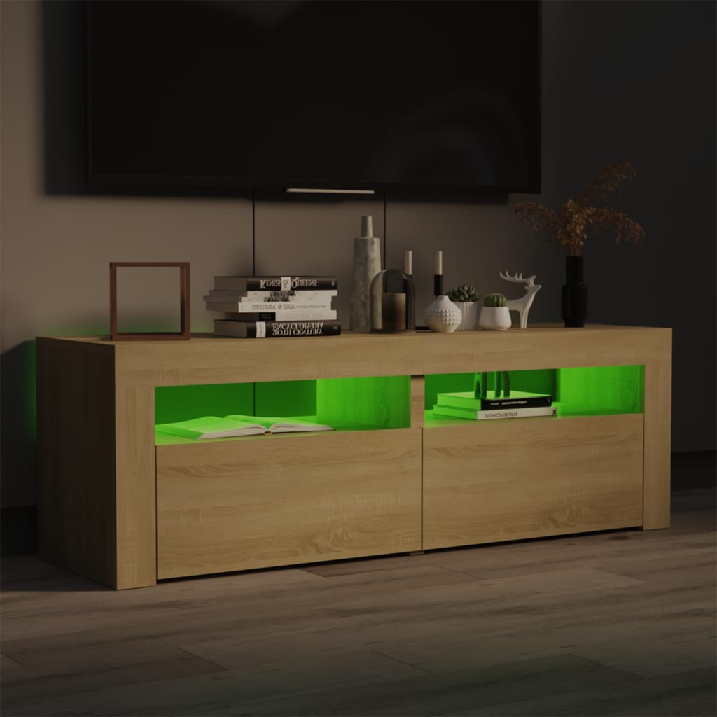 TV-Schrank mit LED-Leuchten Sonoma-Eiche 120x35x40 cm