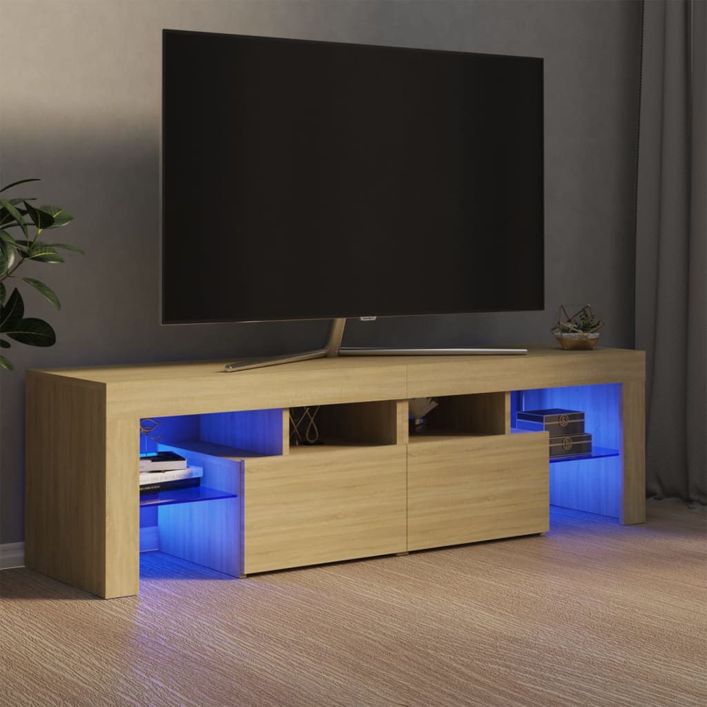 TV-Schrank mit LED-Beleuchtung Sonoma-Eiche 140x36,5x40 cm