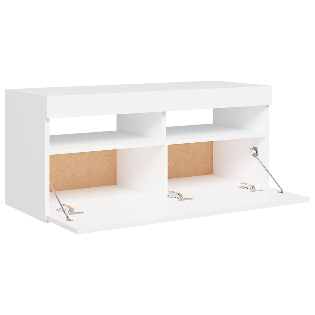 TV-Schrank mit LED-Leuchten Weiß 90x35x40 cm