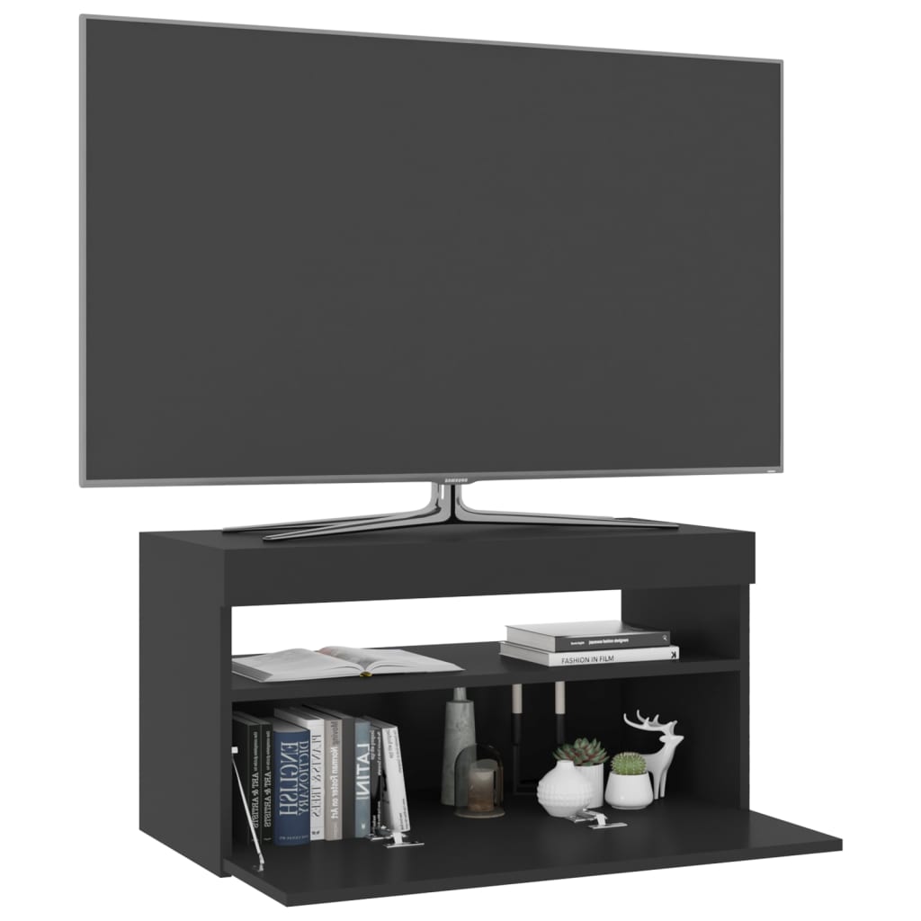 TV-Schrank mit LED-Leuchten Schwarz 75x35x40 cm