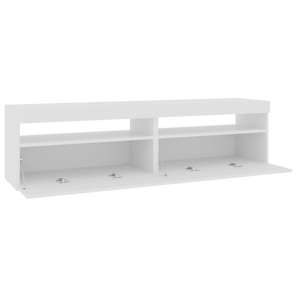 TV-Schränke 2 Stk. mit LED-Leuchten Hochglanz-Weiß 75x35x40 cm