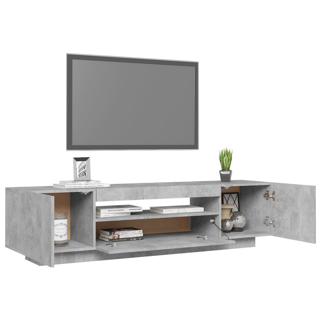 TV-Schrank mit LED-Beleuchtung Betongrau 160x35x40 cm