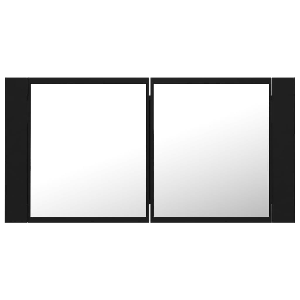 LED-Bad-Spiegelschrank Schwarz 90x12x45 cm Acryl