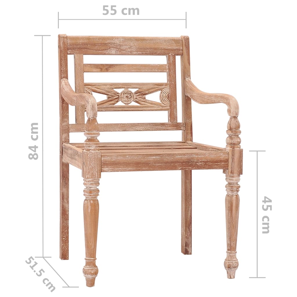 Batavia-Stühle 2 Stk. Massivholz Teak Getüncht