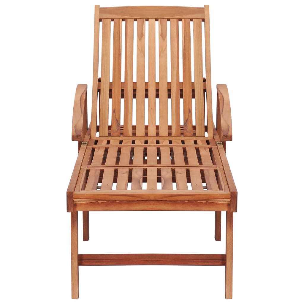 Sonnenliege mit Auflage Beige Massivholz Teak