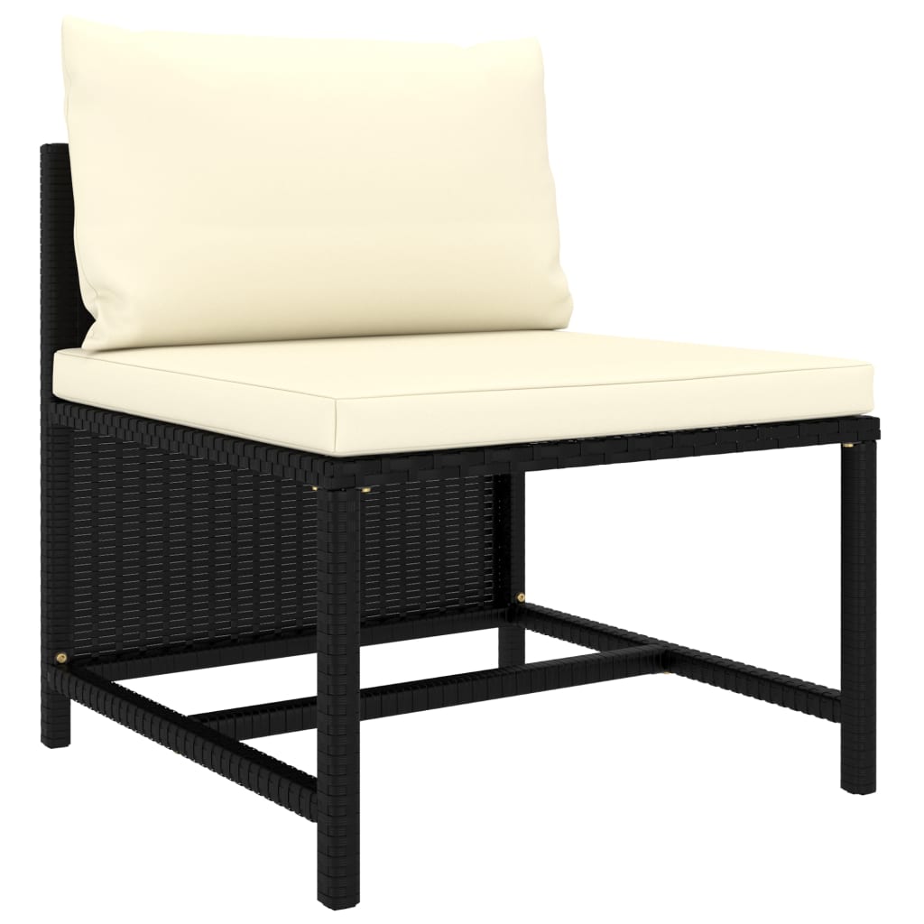 10-tlg. Garten-Lounge-Set mit Kissen Poly Rattan Schwarz