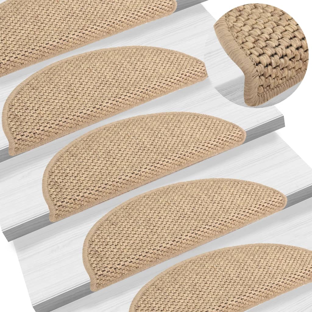 Treppenmatten Selbstklebend Sisal-Optik 15 Stk. 56x17x3 cm Sand