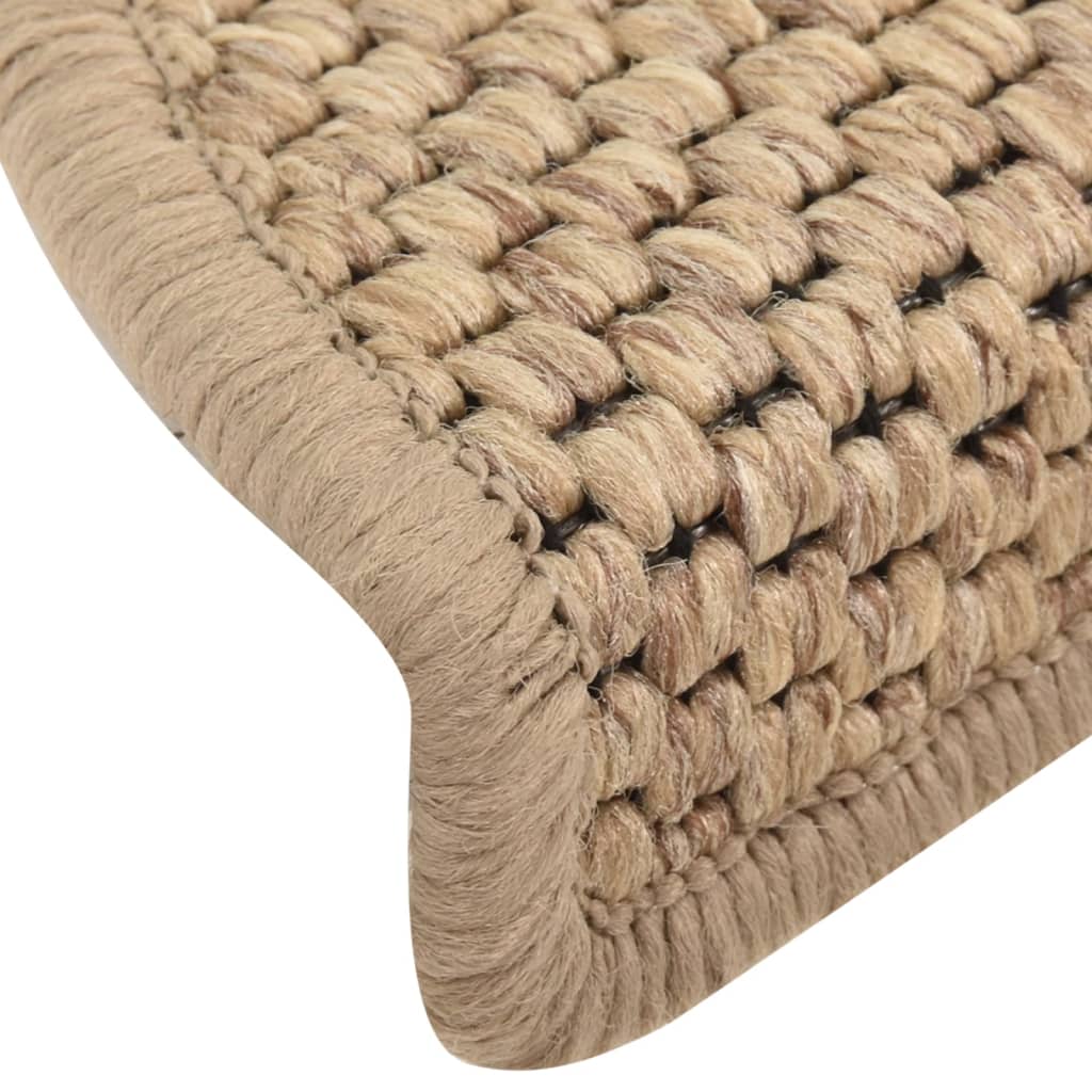 Treppenmatten Selbstklebend Sisal-Optik 15 Stk. 56x17x3 cm Sand