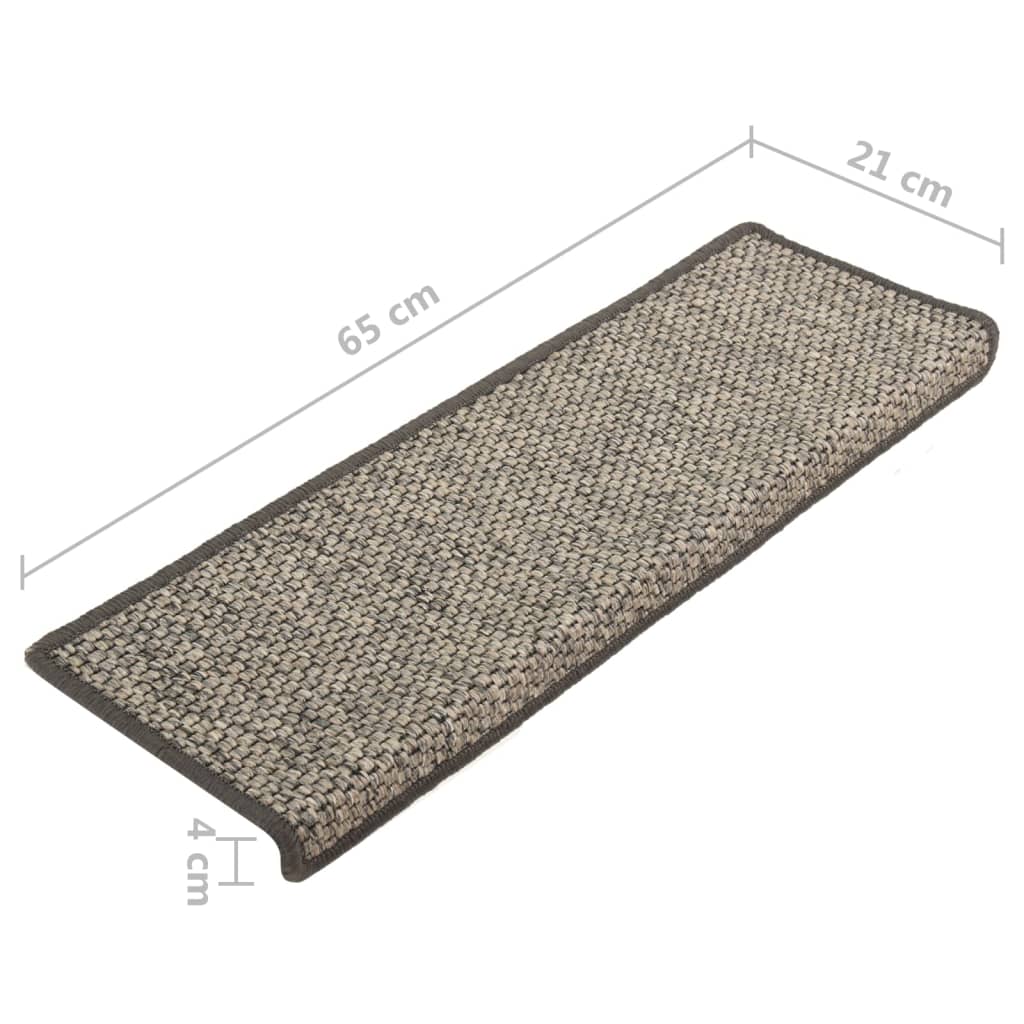 Treppenmatten Selbstklebend Sisal 15Stk. 65x21x4cm Grau & Beige