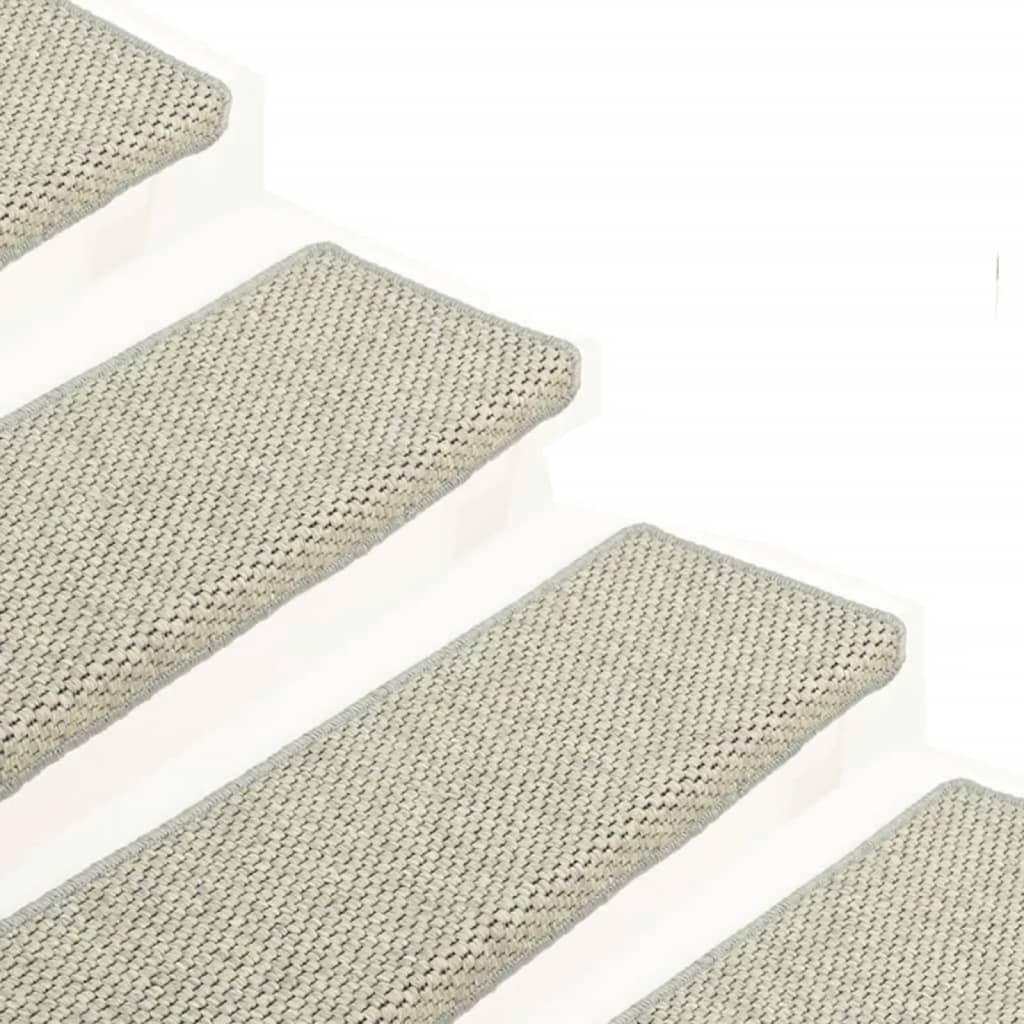 Treppenmatten Selbstklebend Sisal-Optik 15 Stk. 65x21x4 cm Grau