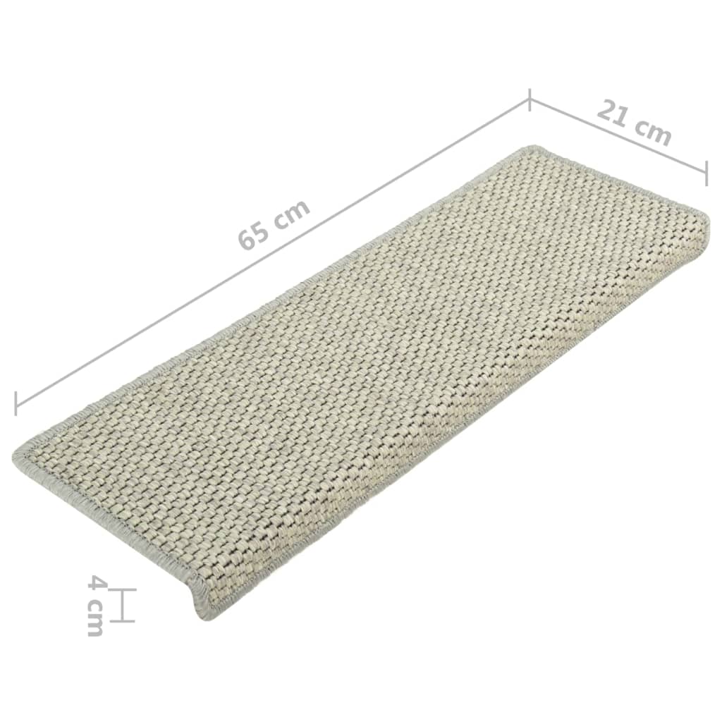 Treppenmatten Selbstklebend Sisal-Optik 15 Stk. 65x21x4 cm Grau