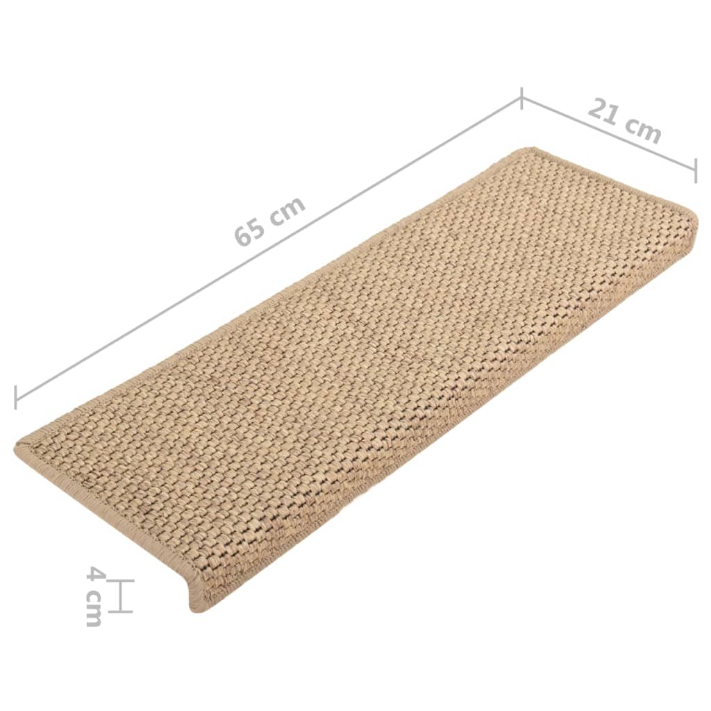 Treppenmatten Selbstklebend Sisal-Optik 15 Stk. 65x21x4 cm Sand