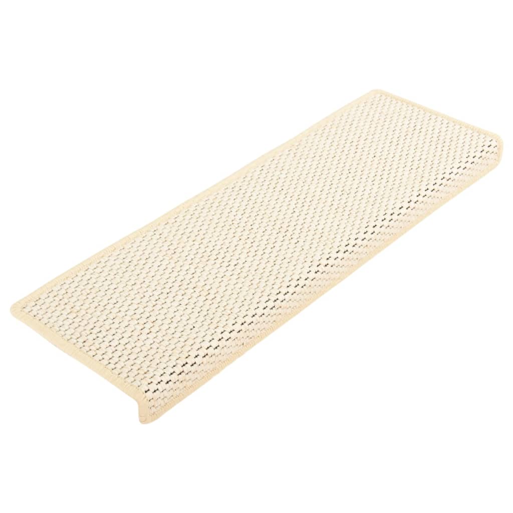 Treppenmatten Selbstklebend Sisal-Optik 15 Stk. 65x21x4cm Creme