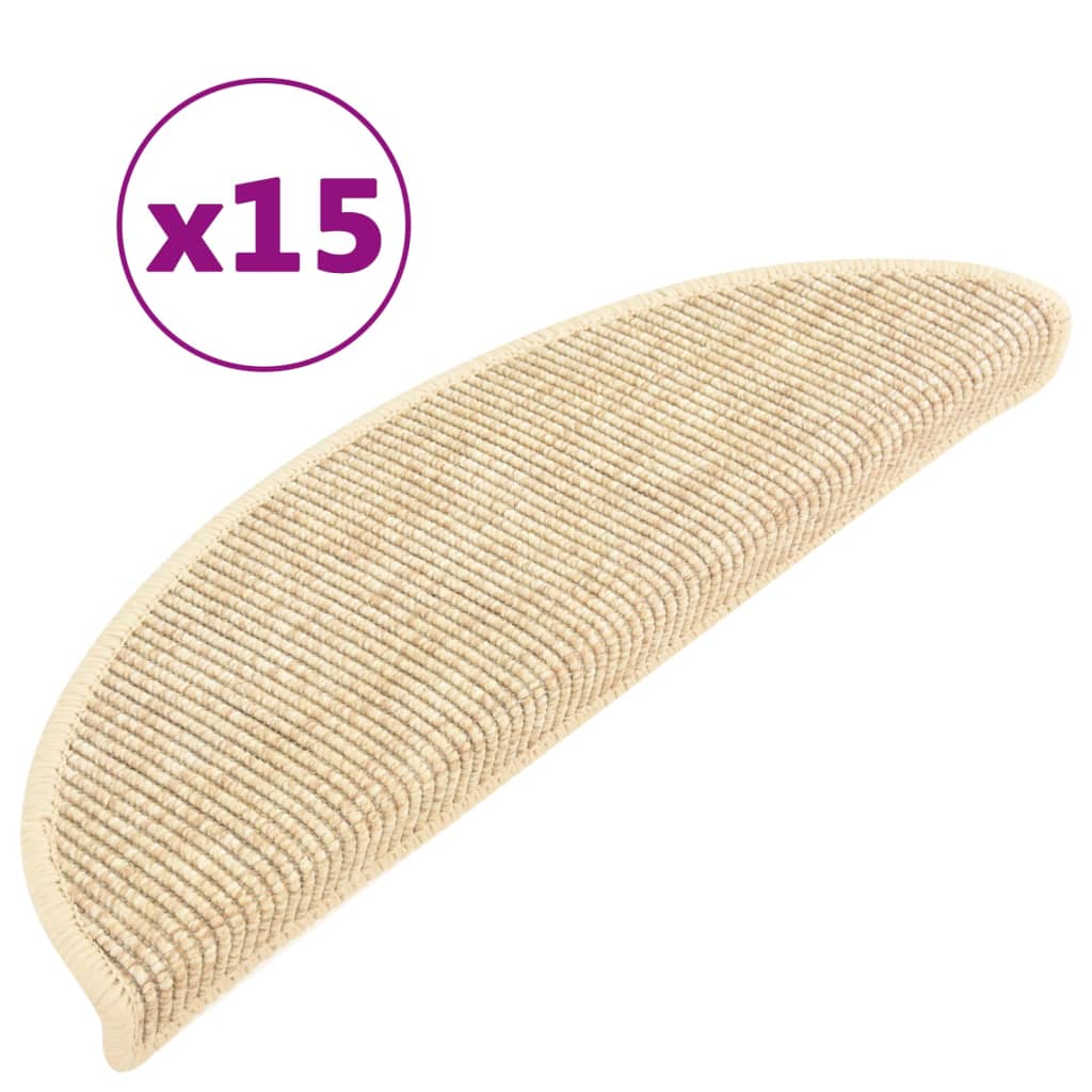 Selbstklebende Treppenmatten 15 Stk. 56x17x3 cm Hellbeige