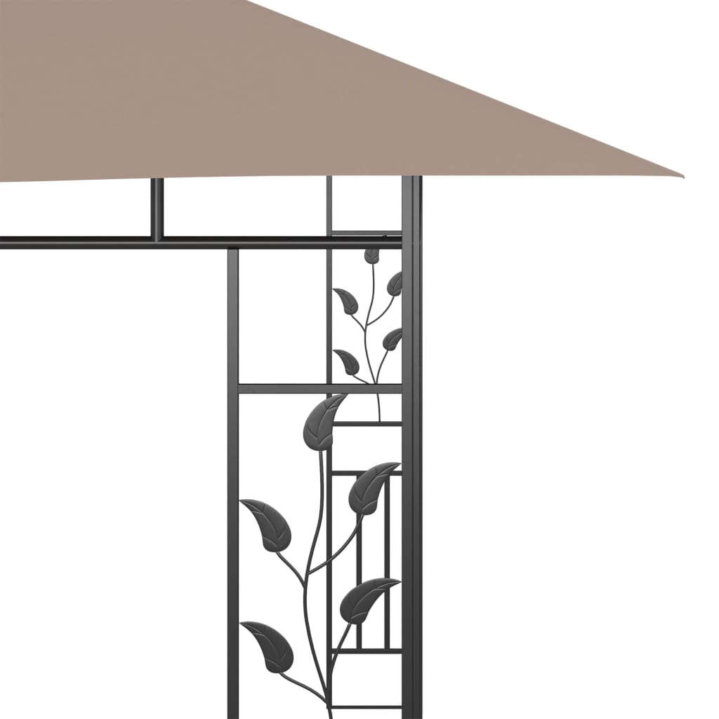 Pavillon mit Moskitonetz & LED-Lichterkette 4x3x2,73 m Taupe