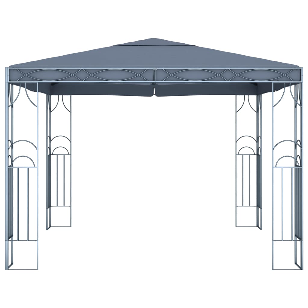 Pavillon mit LED-Lichterkette 300x300 cm Anthrazit