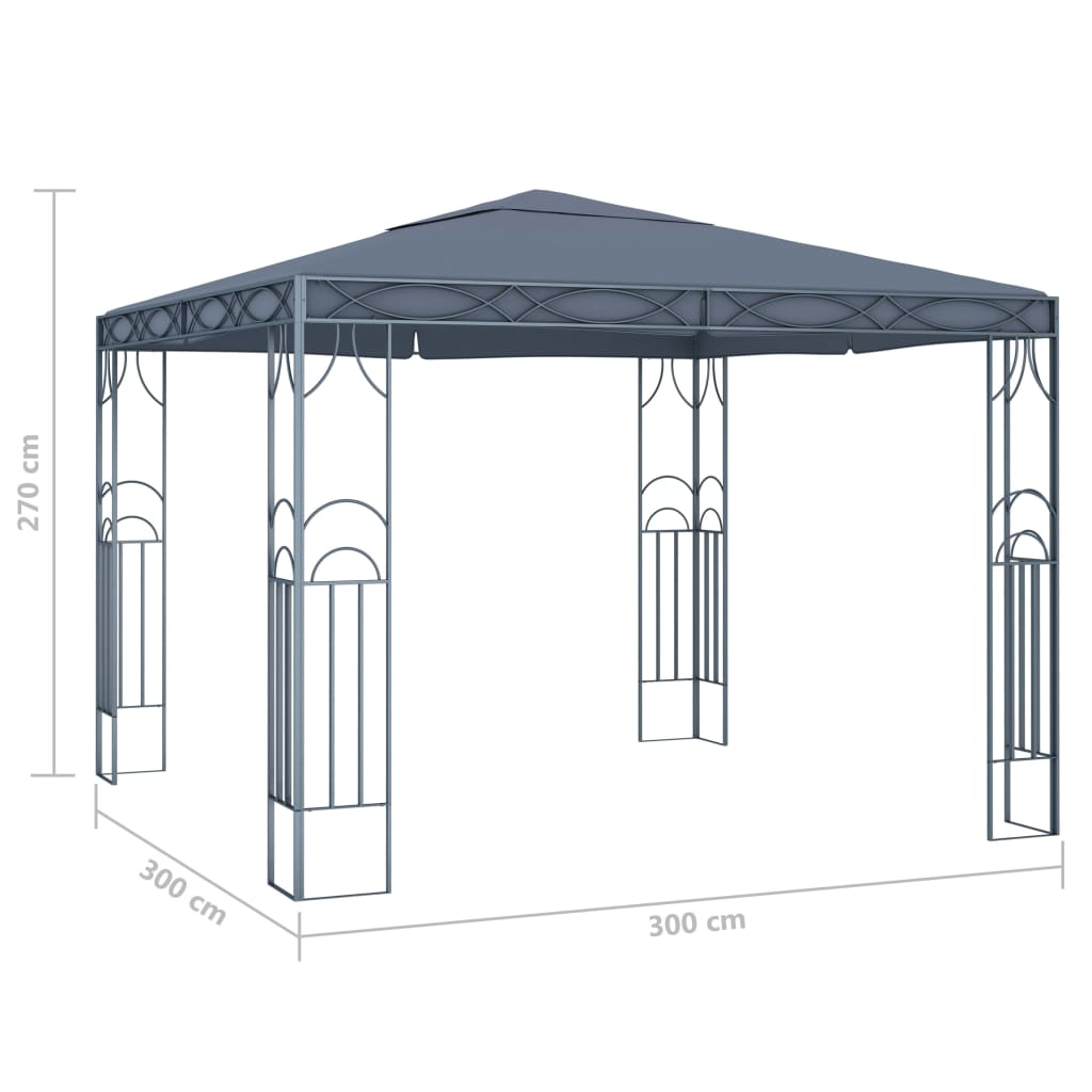 Pavillon mit LED-Lichterkette 300x300 cm Anthrazit