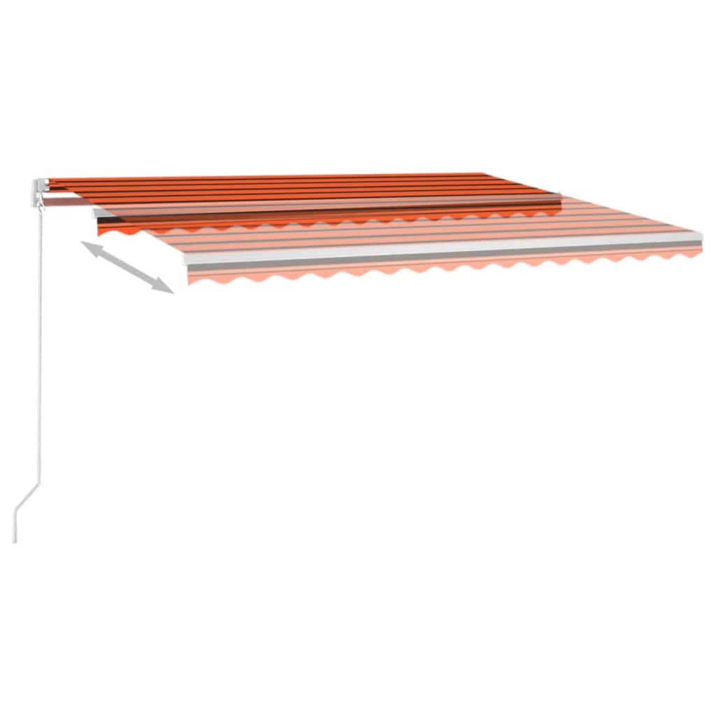 Markise Manuell Einziehbar mit LED 400x350 cm Orange und Braun