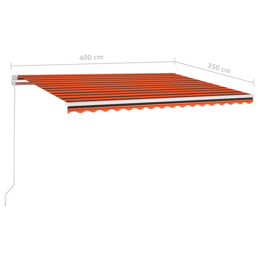 Markise Manuell Einziehbar mit LED 400x350 cm Orange und Braun