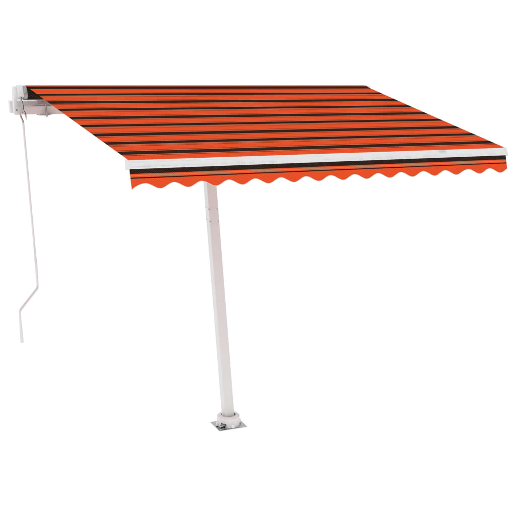 Markise Manuell Einziehbar mit LED 300x250 cm Orange und Braun