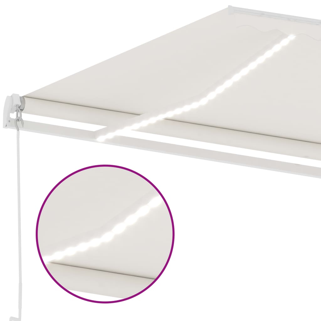 Markise Manuell Einziehbar mit LED 350x250 cm Creme