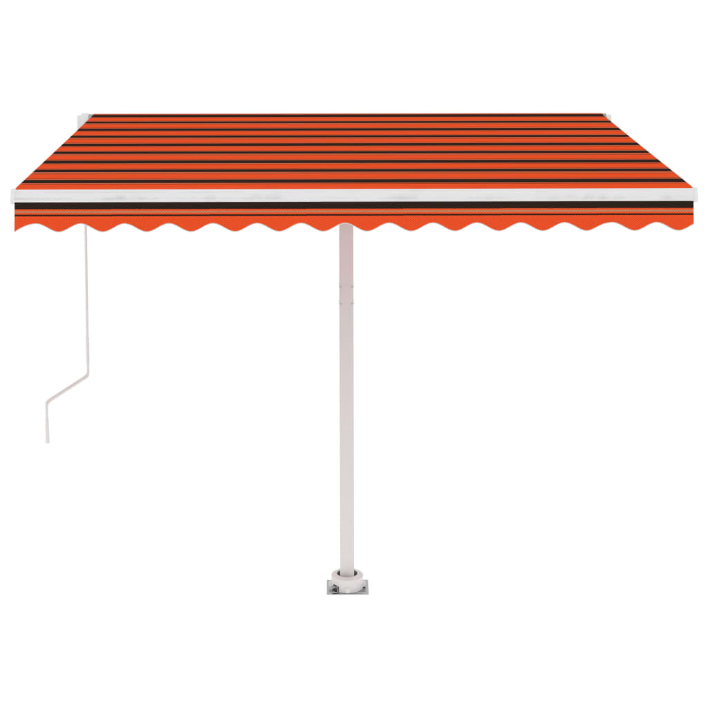 Markise Manuell Einziehbar mit LED 350x250 cm Orange Braun