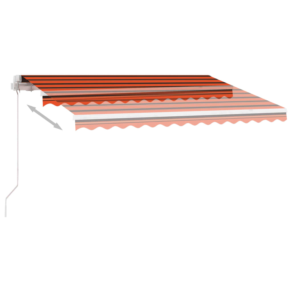 Markise Manuell Einziehbar mit LED 350x250 cm Orange Braun