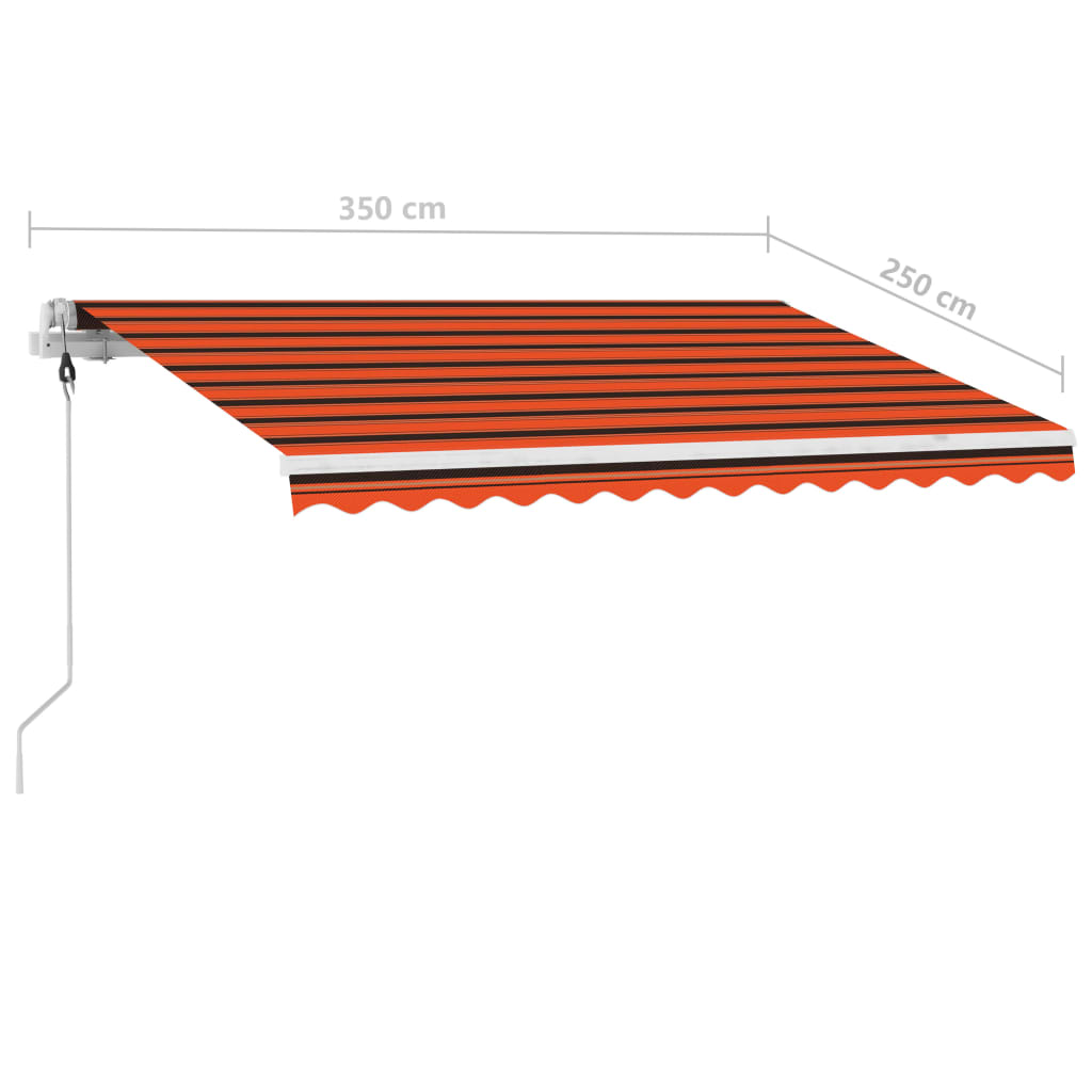 Markise Manuell Einziehbar mit LED 350x250 cm Orange Braun