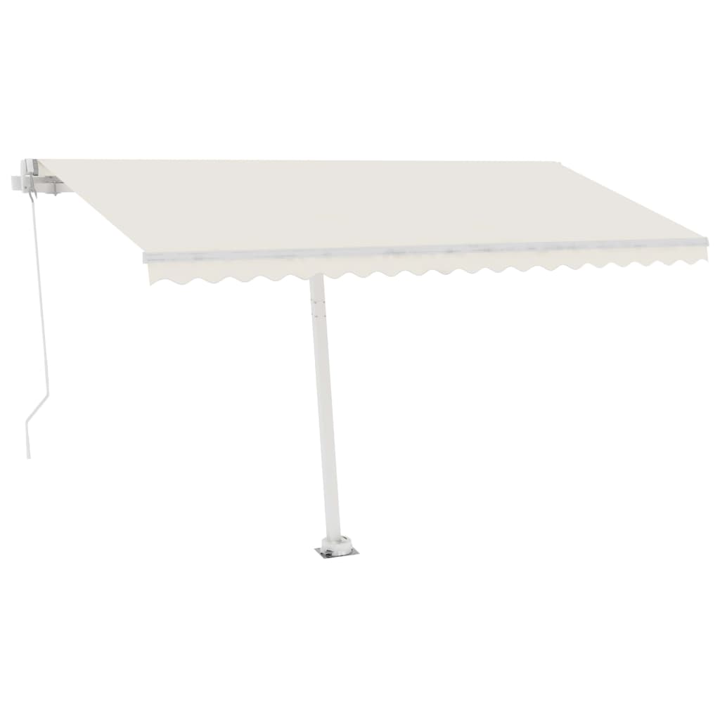 Markise Manuell Einziehbar mit LED 450x300 cm Creme