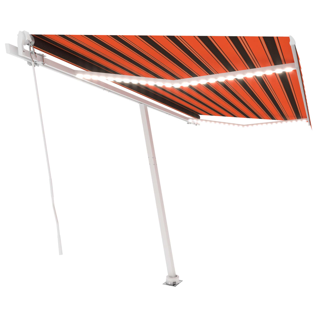 Markise Manuell Einziehbar mit LED 400x350 cm Orange Braun