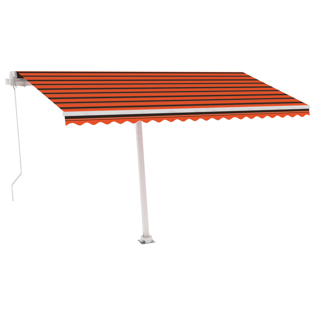 Markise Manuell Einziehbar mit LED 400x350 cm Orange Braun