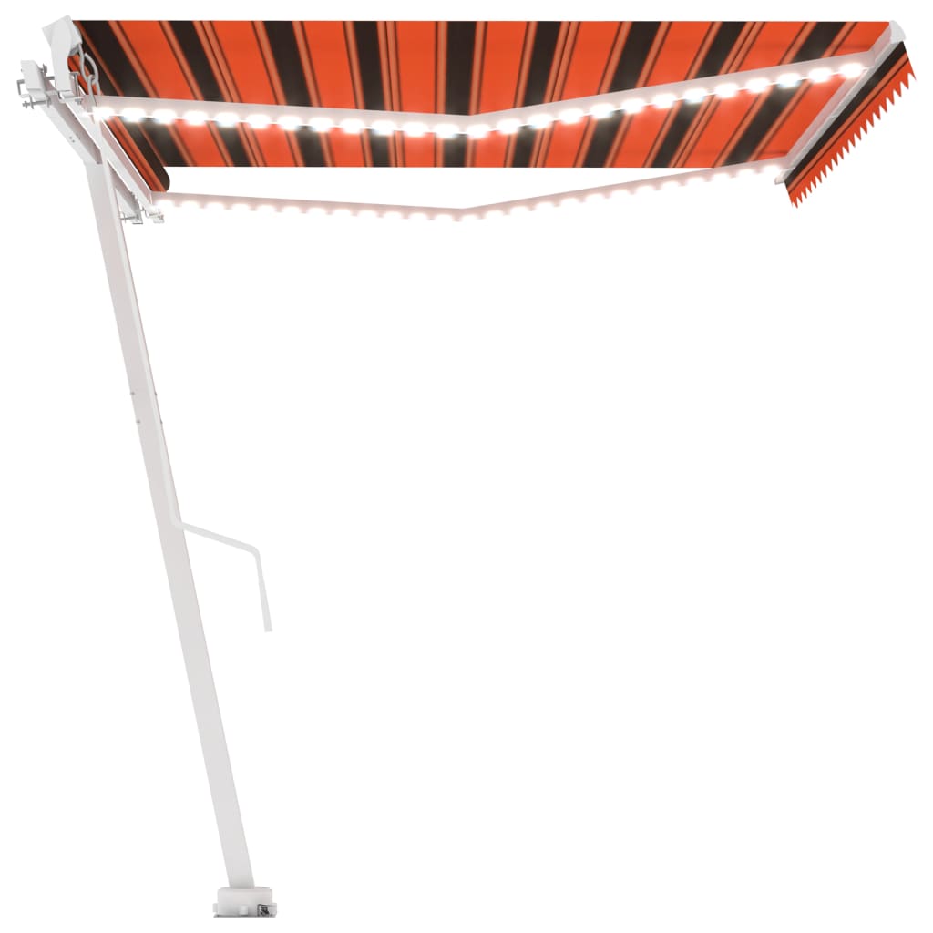 Markise Manuell Einziehbar mit LED 400x350 cm Orange Braun