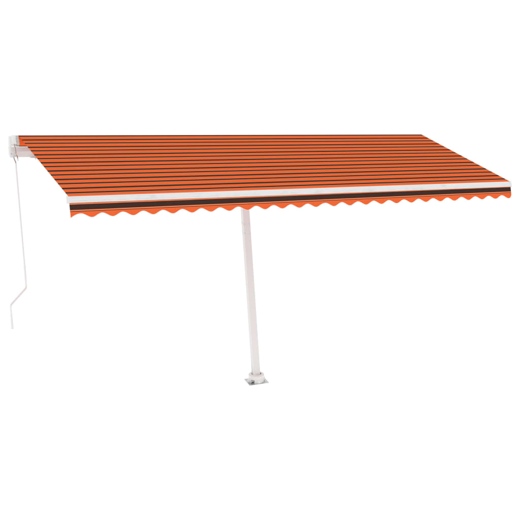 Markise Manuell Einziehbar mit LED 500x350 cm Orange Braun