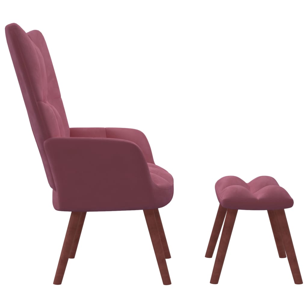 Relaxsessel mit Hocker Rosa Samt