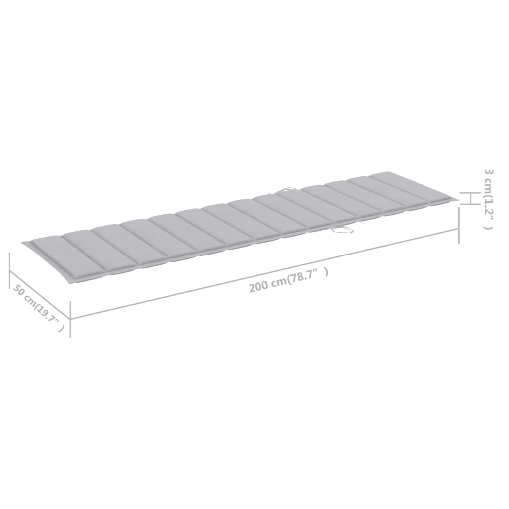 Sonnenliegen 2 Stk. mit Auflagen Grau Massivholz Teak