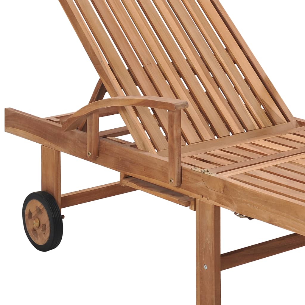 Sonnenliegen 2 Stk. mit Creme Auflagen Massivholz Teak