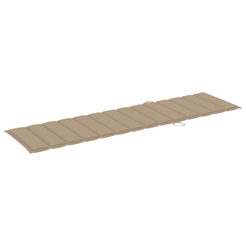 Sonnenliegen 2 Stk. mit Auflagen Beige Massivholz Teak