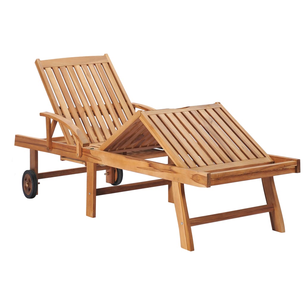 Sonnenliegen 2 Stk. mit Auflagen Beige Massivholz Teak