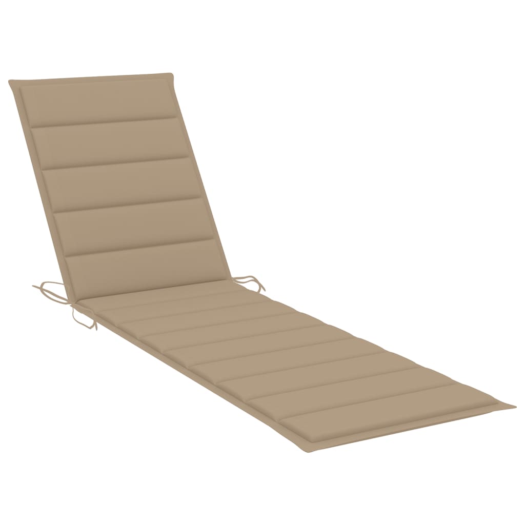 Sonnenliegen 2 Stk. mit Auflagen Beige Massivholz Teak