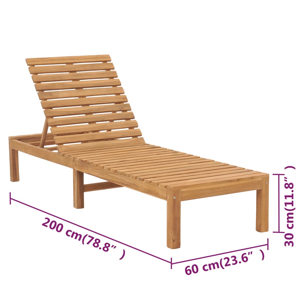 Sonnenliegen 2 Stk. Massivholz Teak